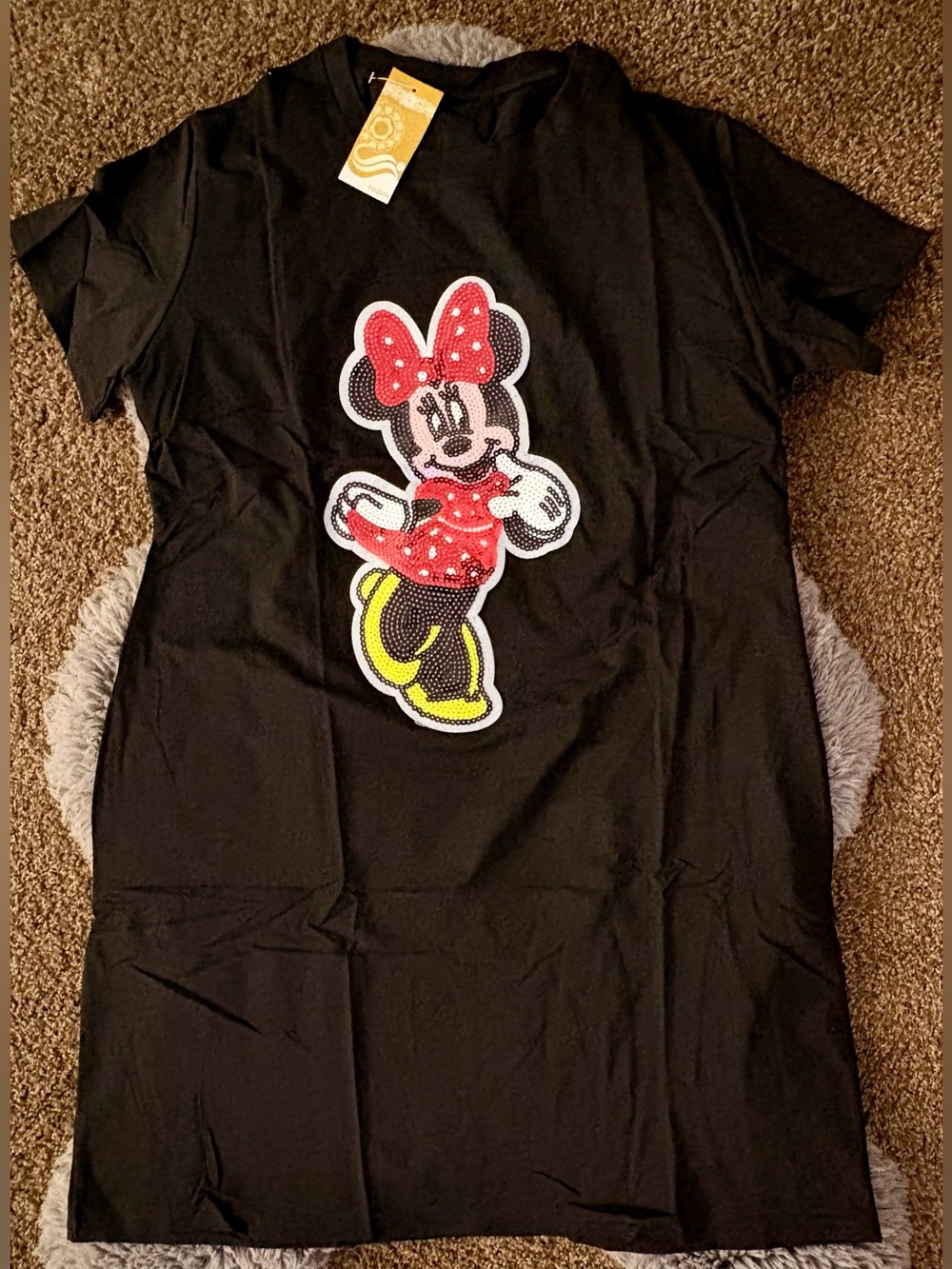 Black Minnie Mouse Graphic Tee Dress - Red Bow
